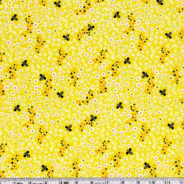 Bee Youthful - Oh Honey Yellow and White Ditsy Floral with Bees