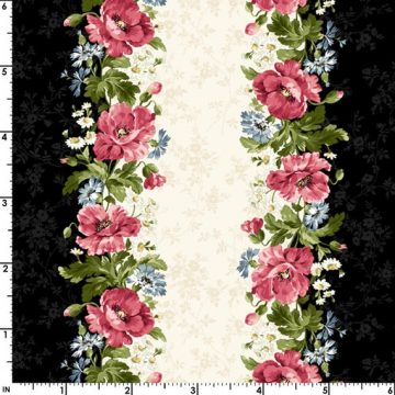 Poppies Flowers with Greenery with Black Border Print