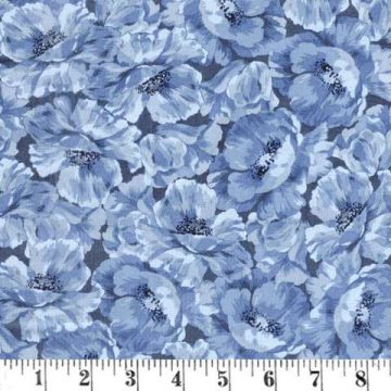 Poppies Blue Floral on Navy