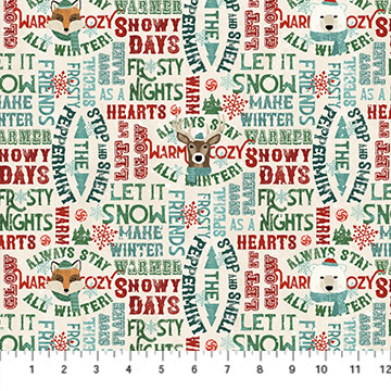 Warmin'Up Winter Flannel Cream Multi Words