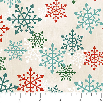 Warmin'Up Winter Flannel Cream Multi Snowflakes