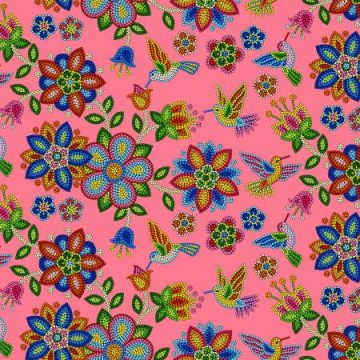 Tuscon Beaded Hummingbird Cotton Coral