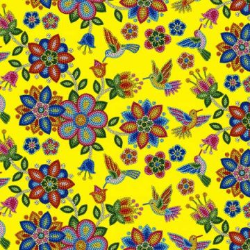 Tuscon Beaded Hummingbird Cotton Yellow