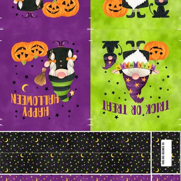 Gnomes Night Out Halloween Treat Bag Panel