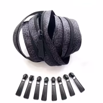 Sewhungryhippie Black/Gray Leopard print  Zipper Tape