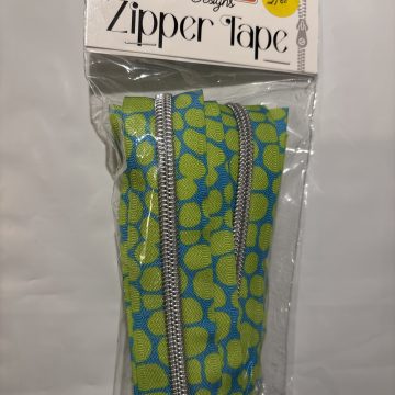 Sassafras Lane Lime Pebbles tape with Nickel Zipper