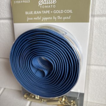 Sallie Tomato Blue Jean Zipper Tape with Gold Coil & Pulls #5