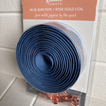 Sallie Tomato Blue Jean Zipper Tape with Rose Gold Coil & Pulls #5
