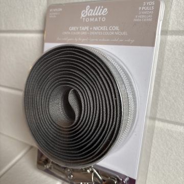 Sallie Tomato Grey Zipper Tape with Nickel Coil & Pulls #5